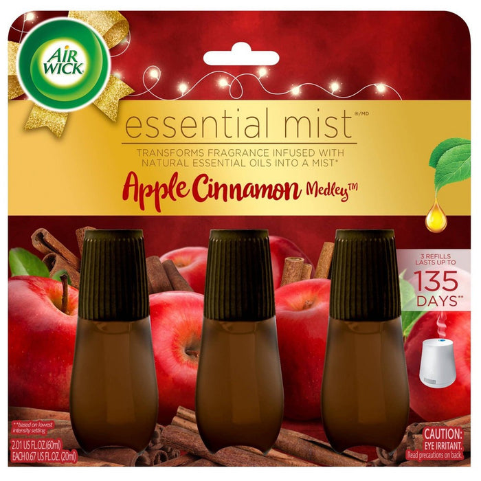 Air Wick Essential Mist Refill Air Freshener - Apple Cinnamon Medley - 3pk *NEW*