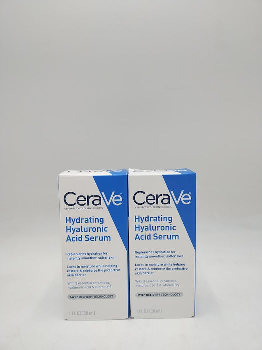 LOT OF 2 Cerave Hydrating Hyaluronic Acid Face Serum - 30ml LOT OF 2