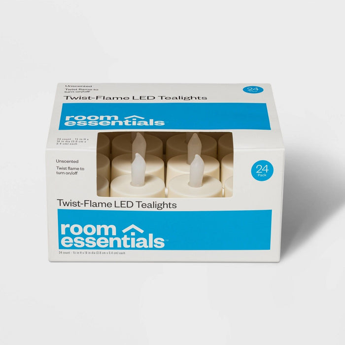 24ct Twist-Flame LED Tealight Candles (Cream) - Room Essentials