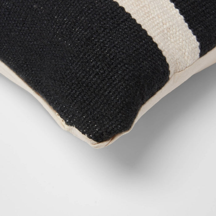 Oversized Blocked Woven Square Throw Pillow Black - Threshold (LOCAL PICKUP ONLY)