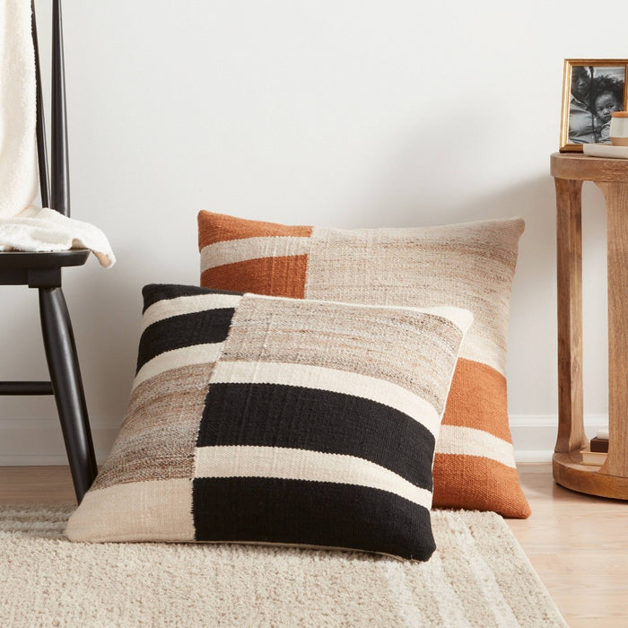 Oversized Blocked Woven Square Throw Pillow Black - Threshold (LOCAL PICKUP ONLY)