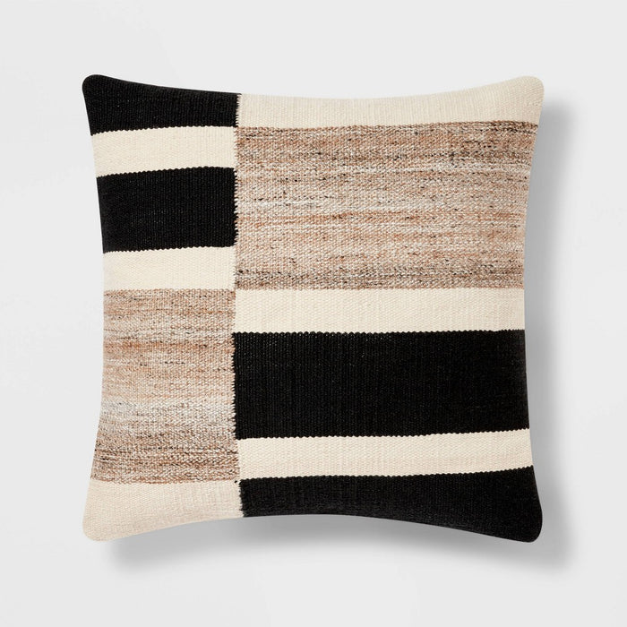 Oversized Blocked Woven Square Throw Pillow Black - Threshold (LOCAL PICKUP ONLY)