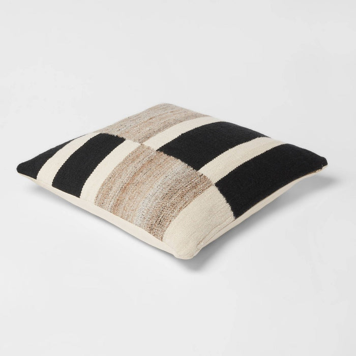Oversized Blocked Woven Square Throw Pillow Black - Threshold (LOCAL PICKUP ONLY)