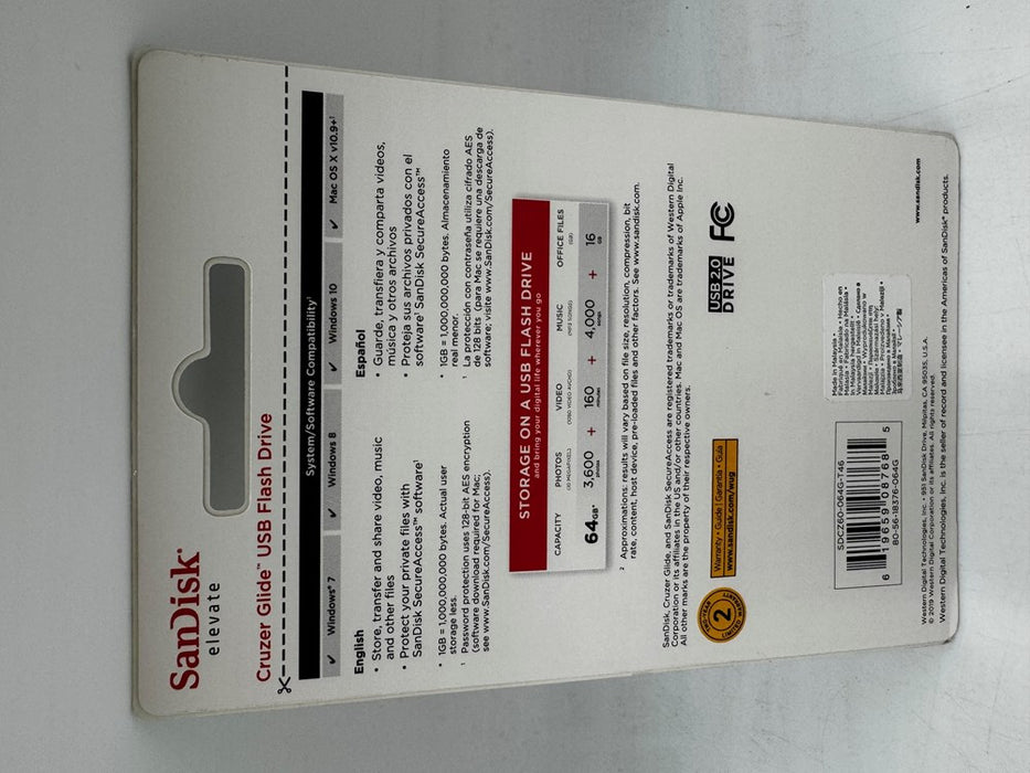 SanDisk Cruzer Glide Flash Drive 64GB USB 2.0