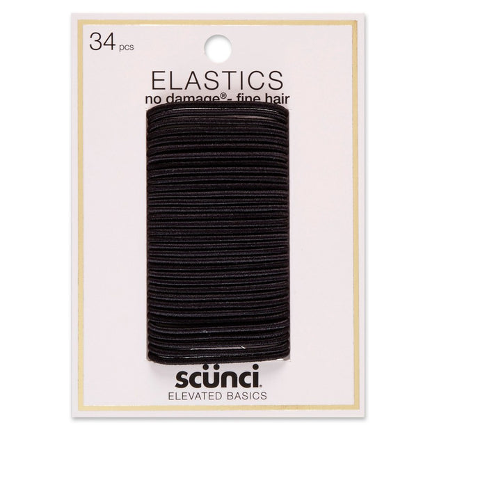 scunci Small No Damage Elastics - Black - 2mm/34ct6
