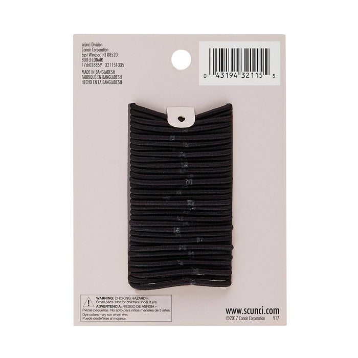 scunci Small  No Damage Elastics - Black - 2mm/34ct6