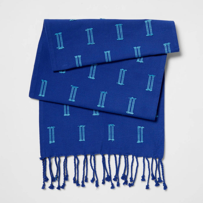 72" x 14" Cotton Clipped Table Runner Blue - Opalhouse