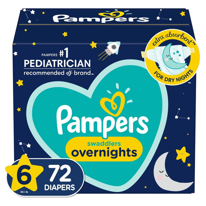 Pampers Swaddlers overnights Diapers Enormous Pack Size 6 - 72ct