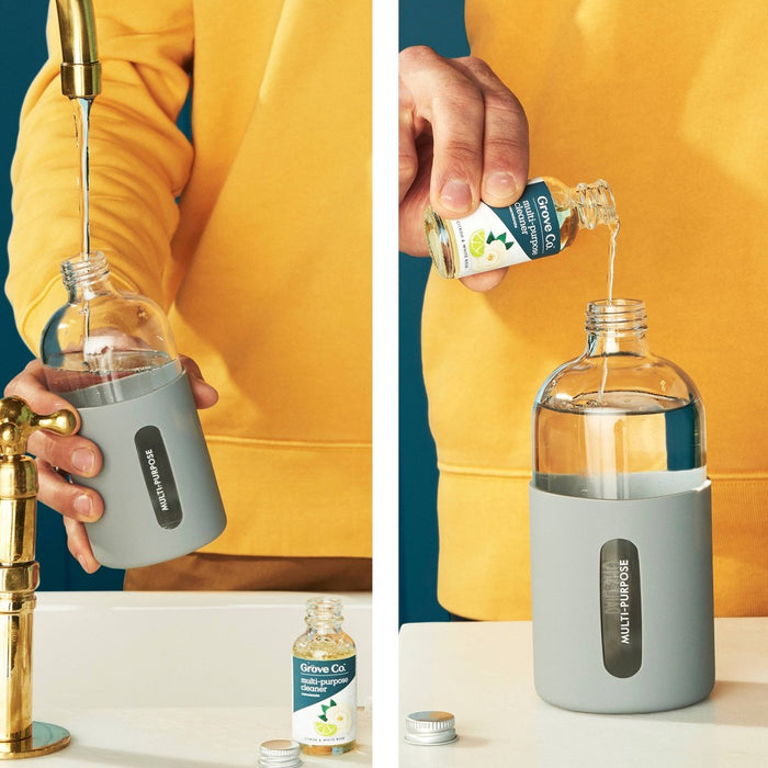 Grove Co. Reusable Cleaning Glass Spray Bottle with Silicone Sleeve - Polished Gray - 1ct