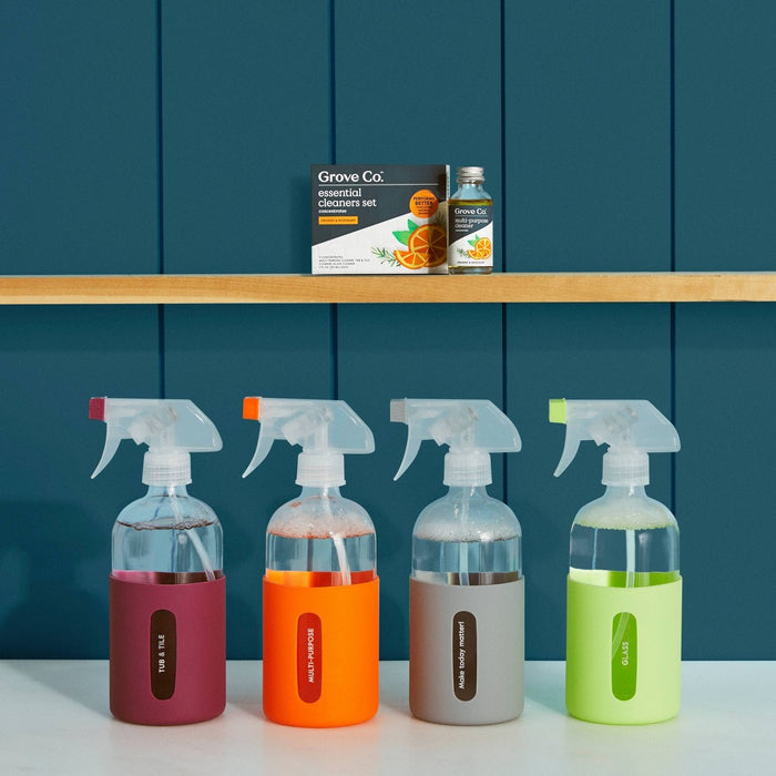 Grove Co. Reusable Cleaning Glass Spray Bottle with Silicone Sleeve - Polished Gray - 1ct