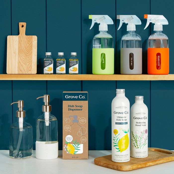 Grove Co. Reusable Cleaning Glass Spray Bottle with Silicone Sleeve - Polished Gray - 1ct