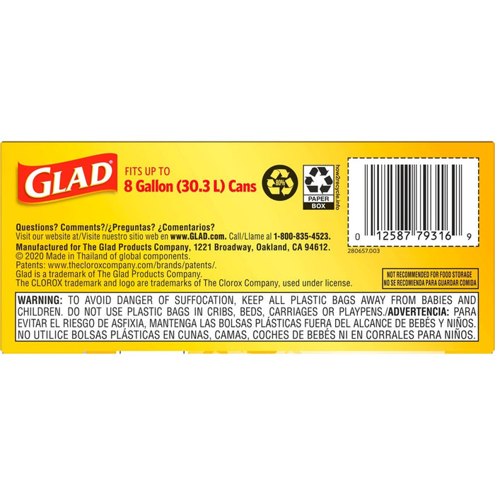 Glad Drawstring Medium Trash Bags - Lemon Fresh Bleach - 8 Gallon - 26ct