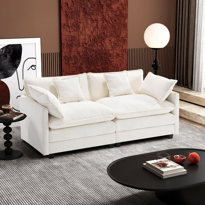 Ihanherry Cloud Sofa 77 Inch Loveseat, Modern Sectional Couch, 2-Seats Sofa For Living Room Bedroom And Apartment, Comfy Double Layer Upholstered Seat Cushion, Breathable Chenille Fabric, Beige (LOCAL PICKUP ONLY)