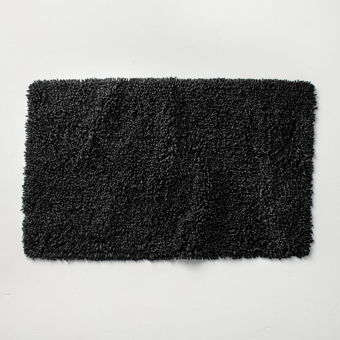21"x34" Melange Looped Bath Rug Black - Casaluna