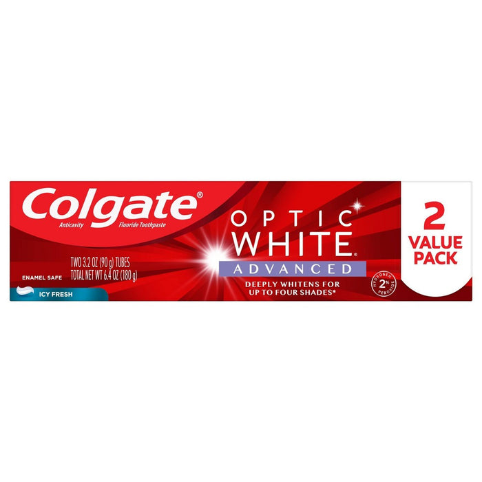 Colgate Optic White Advanced Teeth Whitening Toothpaste - Icy Fresh - 3.2oz/2pk