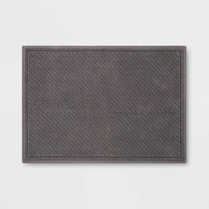 21"x30" Performance Solid Cotton Bath Mat Dark Gray - Threshold