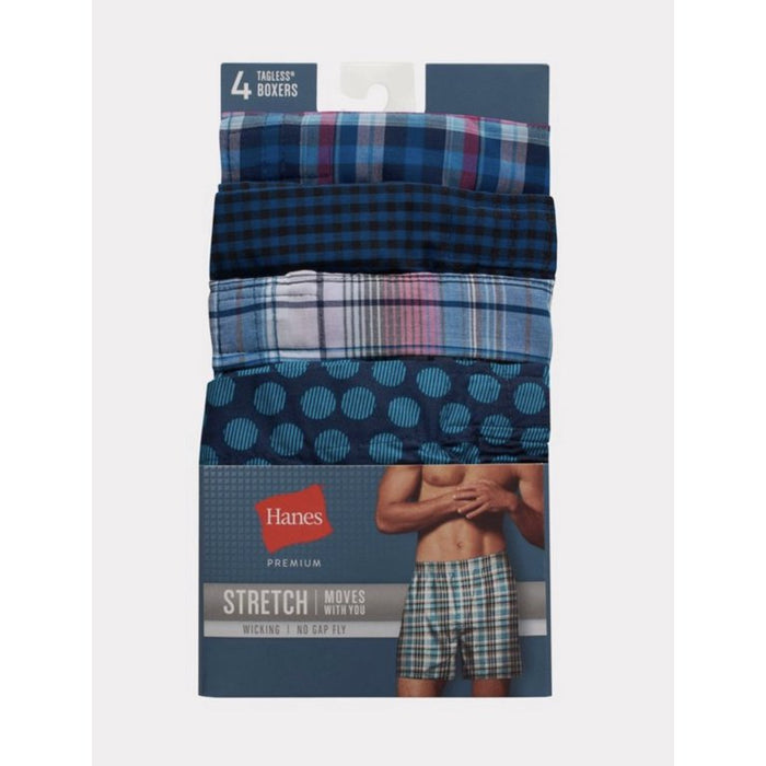 Hanes Premium Men's Stretch Woven Boxer Shorts 4pk - LARGE