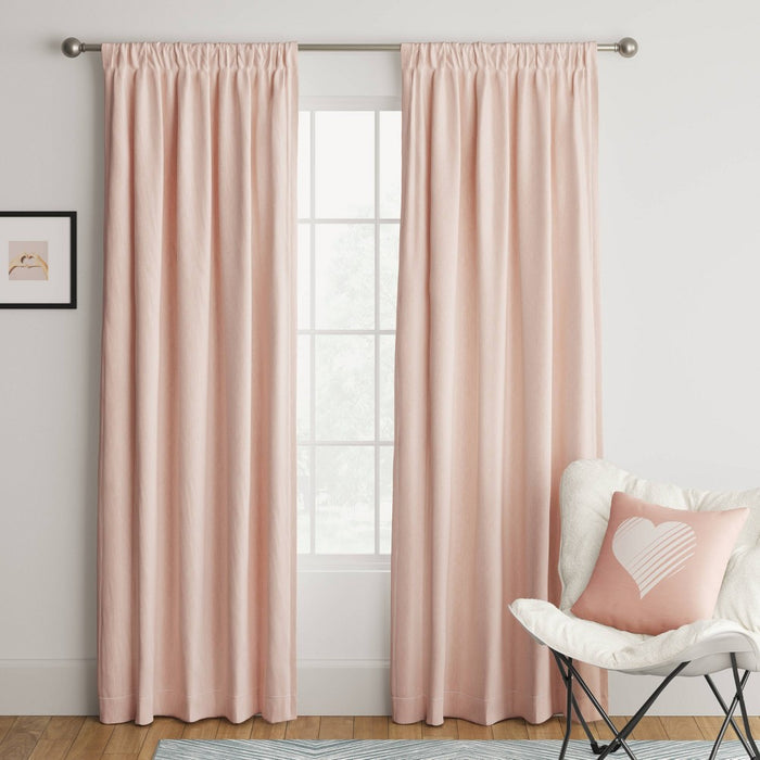 63"x42" Heathered Thermal Room Darkening Curtain Panel Pink - Room Essentials