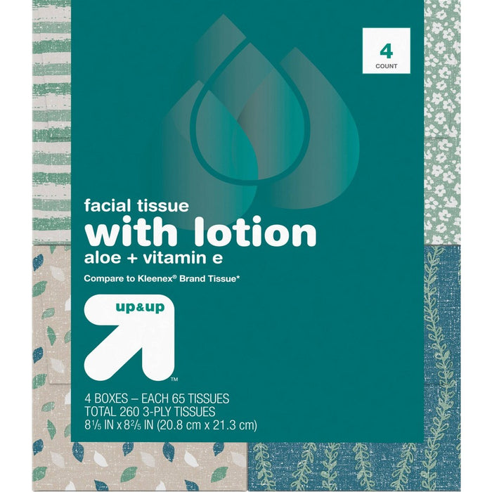 Facial Tissue with Lotion - 4pk/65ct - up & up