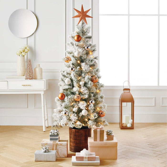 5ft Pre-lit Artificial Christmas Tree Potted Flocked Virginia Pine Clear Lights - Wondershop (LOCAL PICKUP ONLY)