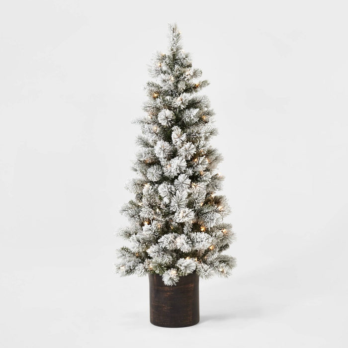 5ft Pre-lit Artificial Christmas Tree Potted Flocked Virginia Pine Clear Lights - Wondershop (LOCAL PICKUP ONLY)