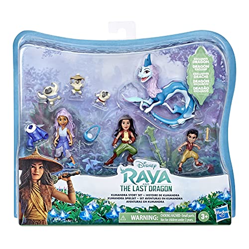 Disney's Raya and The Last Dragon Kumandra Story Set, 7 Dolls and Doll Accessories, Raya, Sisu Human, Ongis, Boun, and Sisu, Toy for Kids