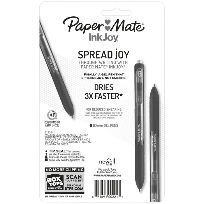 Paper Mate Ink Joy 6pk Gel Pens 0.7mm Medium Tip Black
