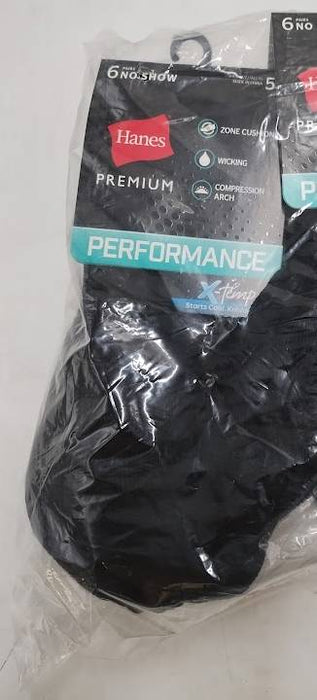 Hanes Performance Women's Cushioned 6pk No Show Athletic Socks - Black 5-9
