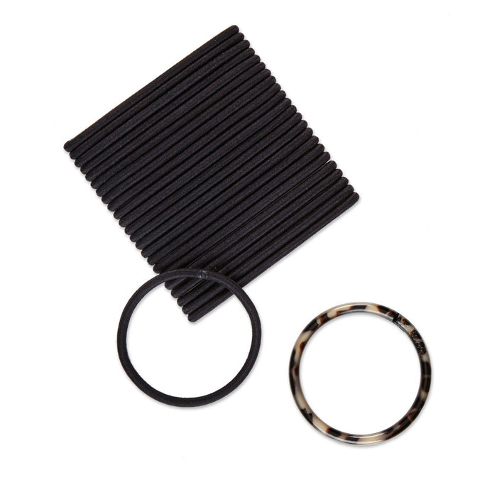 scunci Thick Hair Elastics with Bonus Ring Holder - Black - 24pc
