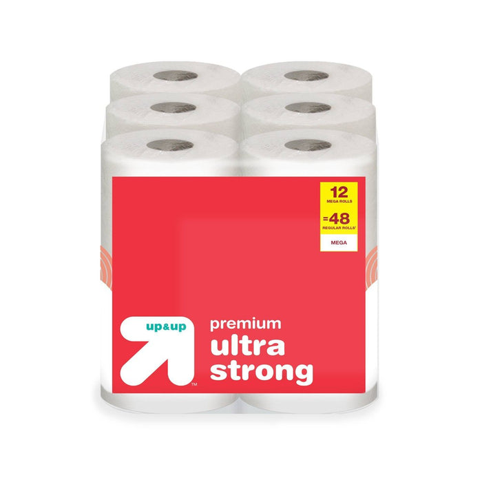 Premium Ultra Strong Toilet Paper - 12 Mega Rolls - up & up