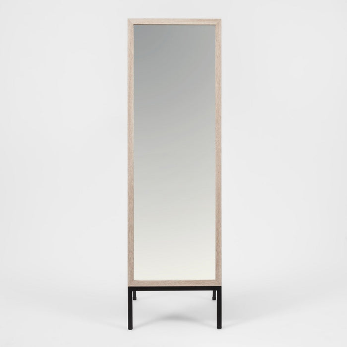20" x 66" Oak and Metal Modern Floor Mirror Brown - Project 62 (LOCAL PICKUP ONLY)