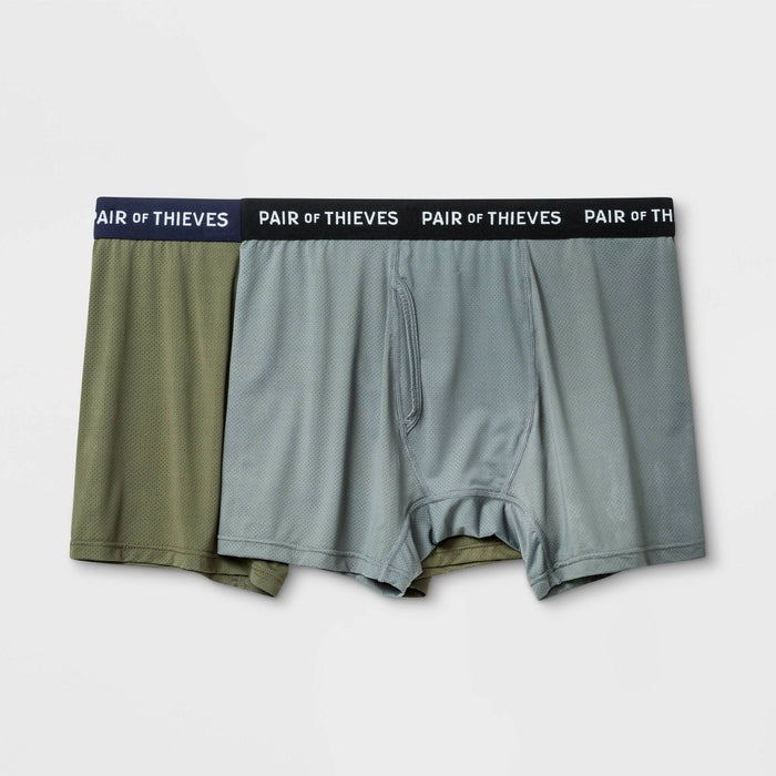 Pair of Thieves Men's Super Fit Boxer Briefs 2pk - Green/Gray/Geometric M