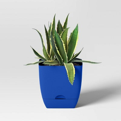 Square Self-Watering Plastic Indoor Outdoor Planter Pot Blue 10"x10" - Room Essentials