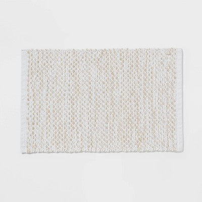 20"x30" Traditional Chenille Bath Rug Tan/White - Threshold