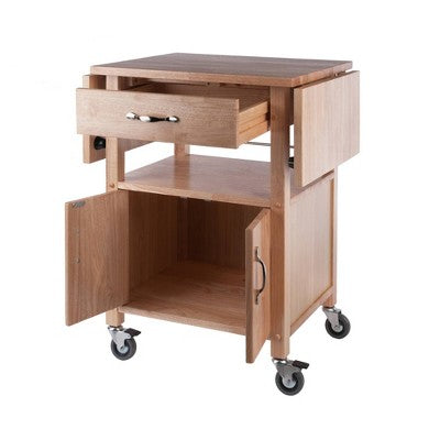 Rachael Kitchen Cart Beech - Winsome: Rolling Island with Storage, Drop-Leaf Top & Lockable Wheels (LOCAL PICKUP ONLY)