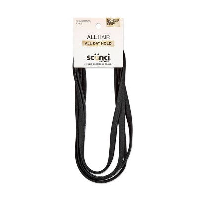 scunci No-Slip Grip Headbands - Black - All Hair - 4pcs
