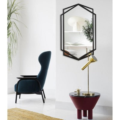 LuxenHome Black Metal Hexagon Frame Wall Accent Mirror for Bathroom & Vanity (LOCAL PICKUP ONLY)
