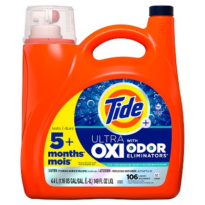 Tide Ultra Oxi HE with Odor Eliminator Liquid Laundry Detergent Soap for Visible and Invisible Dirt - 149 fl oz
