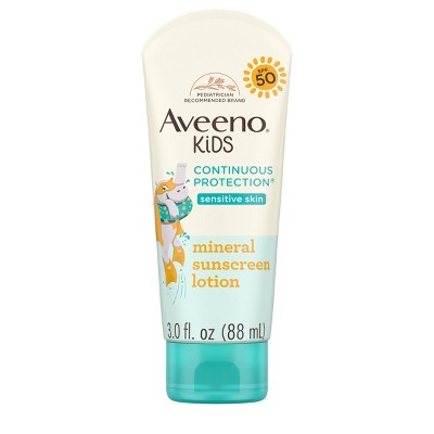 Aveeno Kids Continuous Protection Zinc Oxide Mineral Sunscreen - SPF 50 - 3 fl oz