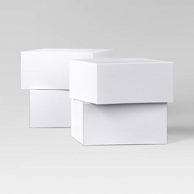 4ct China Christmas Gift Boxes White - Wondershop