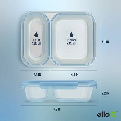 Ello 8pc Snap and Nest Snack Divided Food Storage Containers Blue