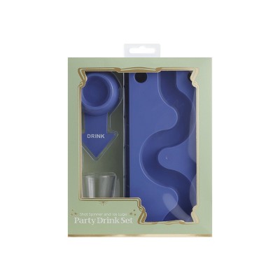 Ice Luge and Spin the Shot Glass Drink Kit Blue: Vivitar Polypropylene Shot Glass Set with Ice Mold, Contemporary Style