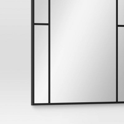 24"x 36" Window Pane Wall Mirror Black - Threshold: Modern Style, Rounded Rectangle, No Assembly Required (LOCAL PICKUP ONLY)