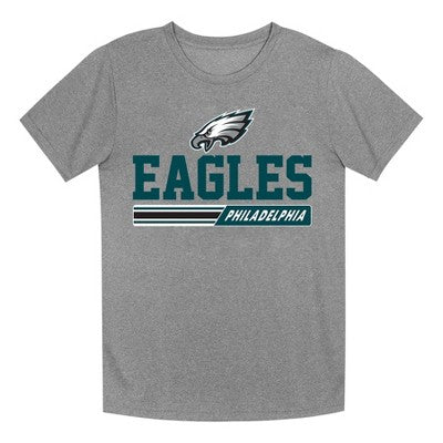 NFL Philadelphia Eagles Boys' Gray Heather Short Sleeve Poly T-Shirt - M