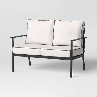 Searsburg Aluminum Deep Seating Outdoor Patio Loveseat - Black - Threshold (LOCAL PICKUP ONLY)