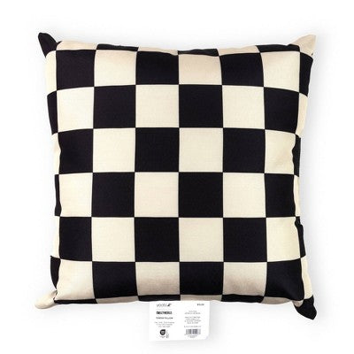 Yoobi SmileyWorld 16"x16" Tufted Checkered Throw Pillow Black