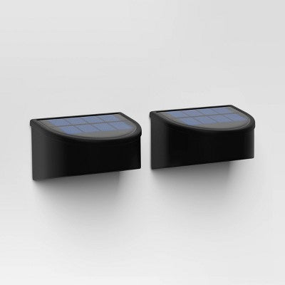 2pk Insert Lens Deck Solar LED Outdoor Step Lights Matte Black - Threshold: Weather-Resistant, Automatic Lighting, Hang/Stake Options