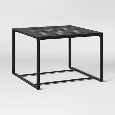 Henning 4 Person Rectangle Patio Dining Table - Black - Threshold: Steel Frame, Umbrella Hole, All-Weather Design (LOCAL PICKUP ONLY)