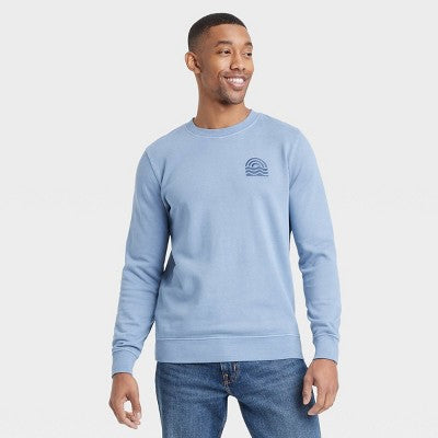 French Terry Crewneck Pullover Sweatshirt-Goodfellow & Co Blue S