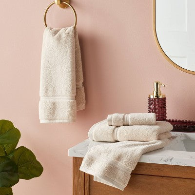 4pk Spa Plush Washcloth Set Ivory - Threshold